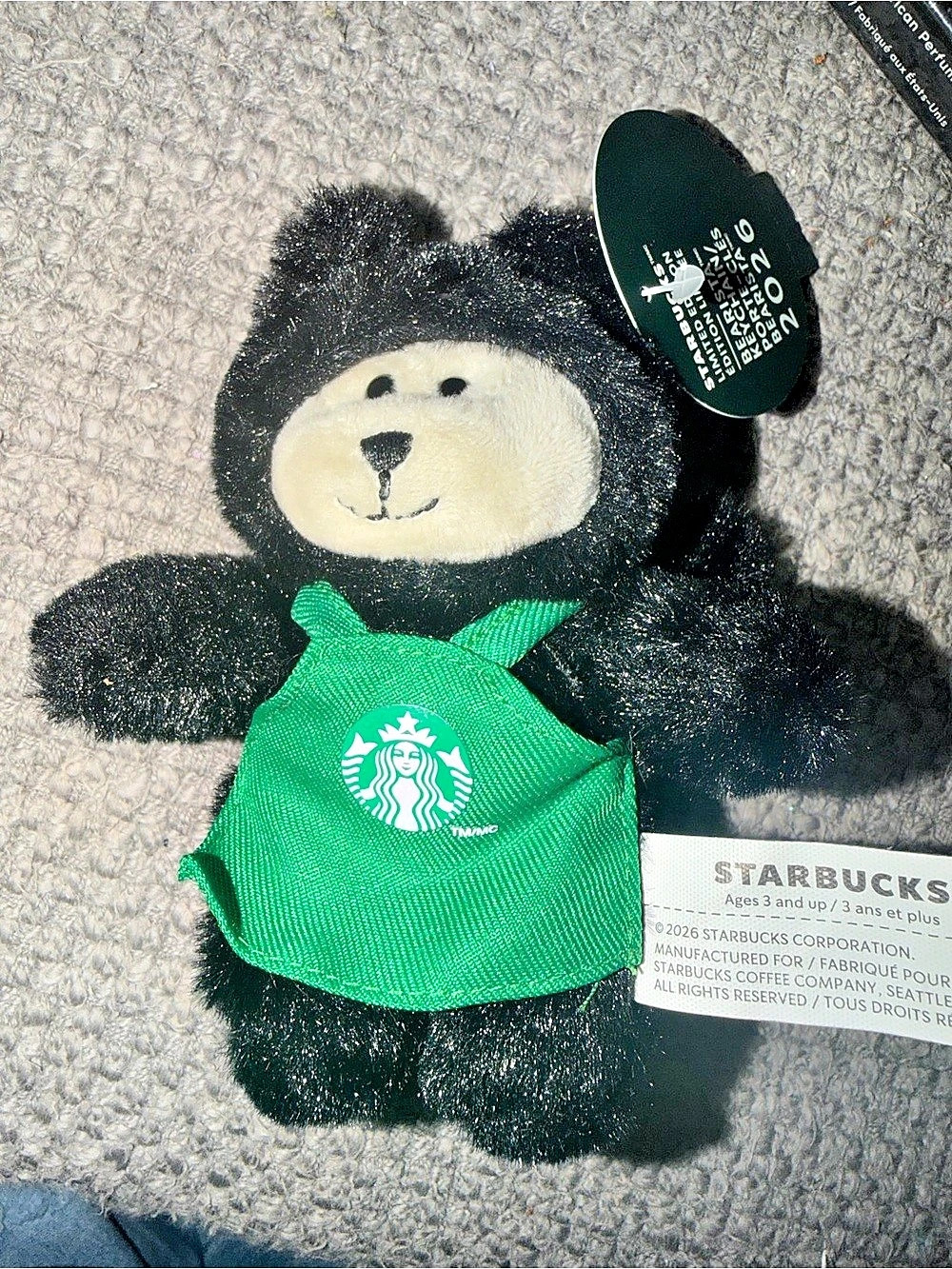 Starbucks Halloween Black Cat Bearista Plush Keychain Black & Green